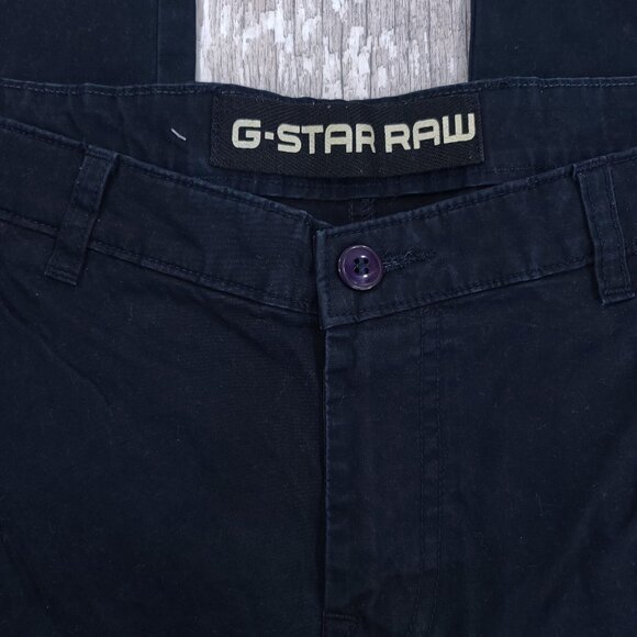 G-Star Raw Pants Mens 34x29 Blue Canvas Cargo Cotton Straight Leg - Picture 6 of 7